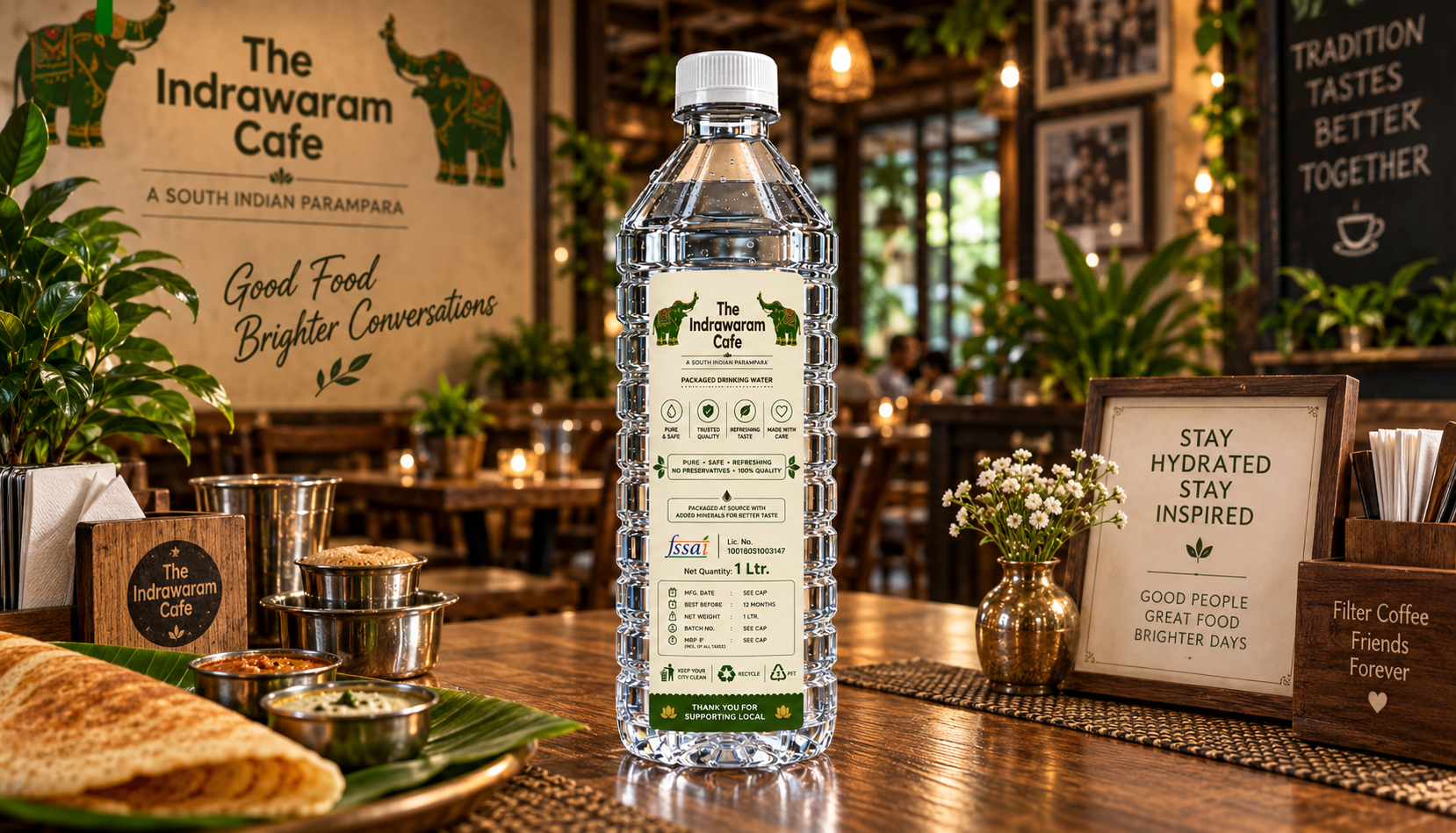 Customised Crystly water bottle for café branding