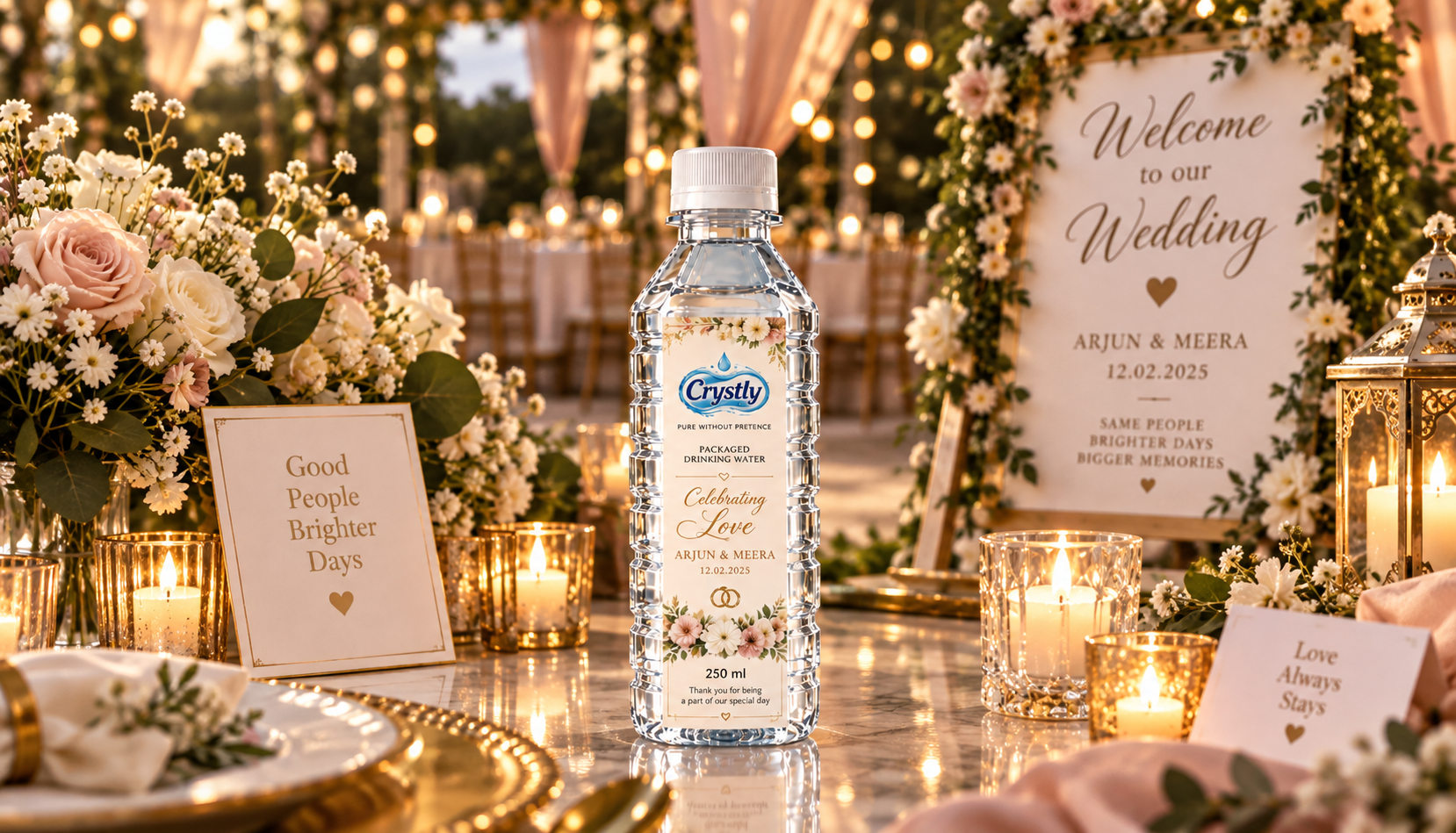 Customised water bottles for weddings and celebrations